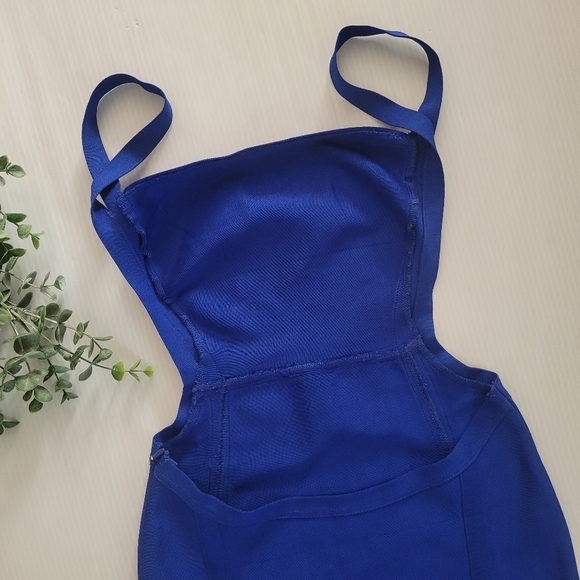 House of CB Sexy Bandage Gown Cocktail Maxi Dress Cornfield Blue - Picture 8 of 16